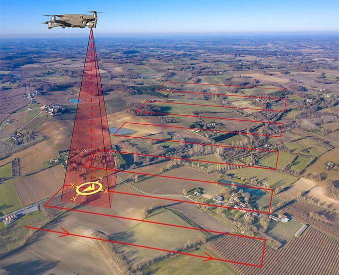 Concept of drone surveying land